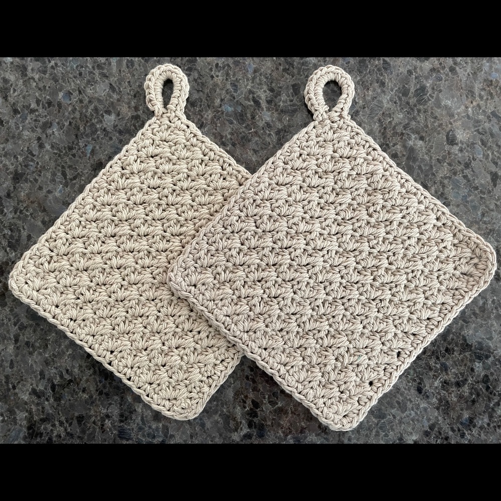 2 Handmade Crochet Washcloths Dishcloths with Hang Loop 100% Cotton PICK COLOR! - Picture 8 of 16